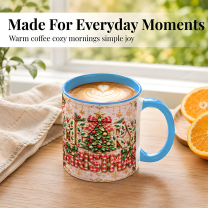 #pl[11oz|Blue] Christmas Bow Coffee Mug, Merry Christmas Mug, Ceramic Cup