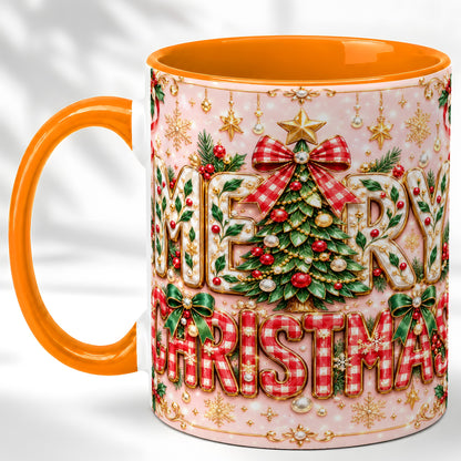 #pl[11oz|Orange] Christmas Bow Coffee Mug, Merry Christmas Mug, Ceramic Cup