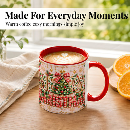 #pl[11oz|Red] Christmas Bow Coffee Mug, Merry Christmas Mug, Ceramic Cup
