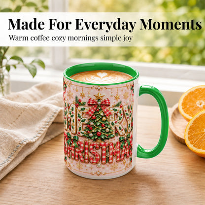 #pl[15oz|Green] Christmas Bow Coffee Mug, Merry Christmas Mug, Ceramic Cup