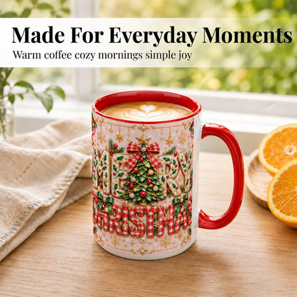#pl[15oz|Red] Christmas Bow Coffee Mug, Merry Christmas Mug, Ceramic Cup