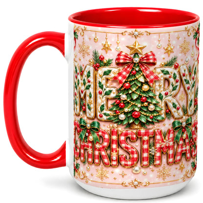 #pl[15oz|Red] Christmas Bow Coffee Mug, Merry Christmas Mug, Ceramic Cup