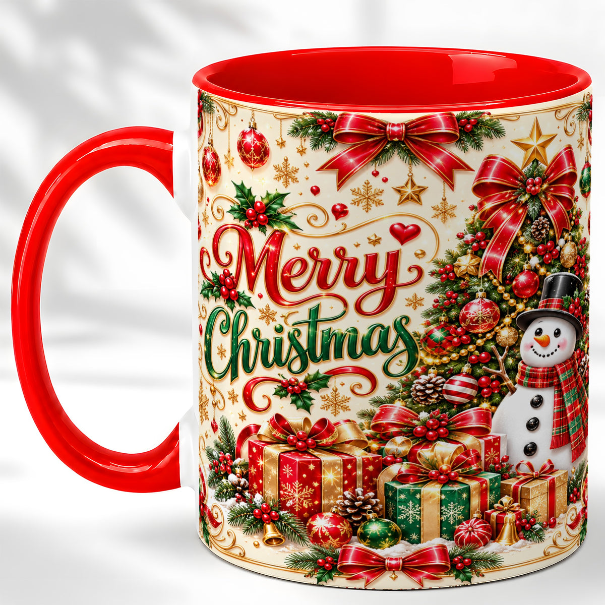 Snowman Christmas Coffee Mug, Festive Holiday Mug, Ceramic Cup