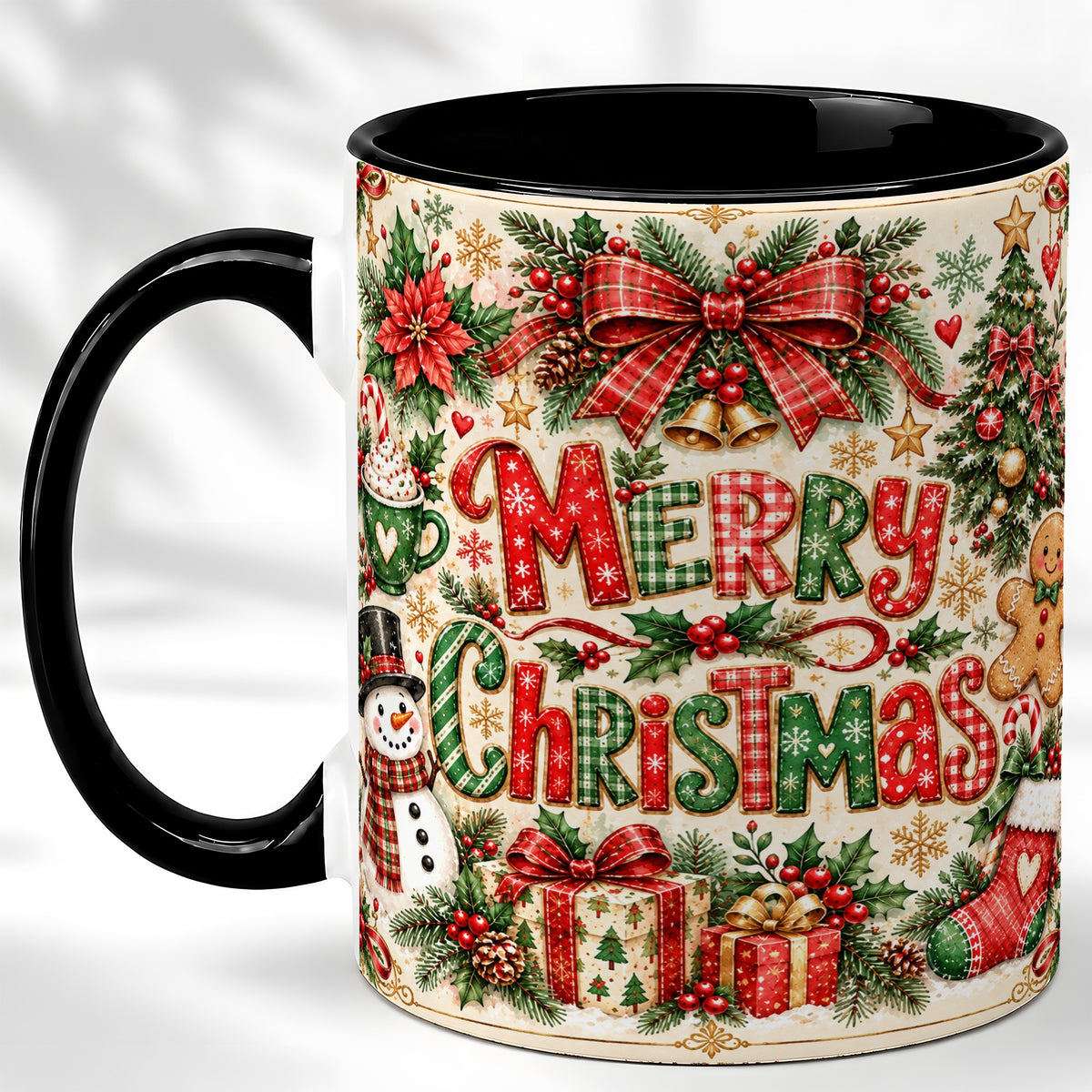 #pl[11oz|Black] Christmas Collage Coffee Mug, Holiday Mug, Ceramic Cup