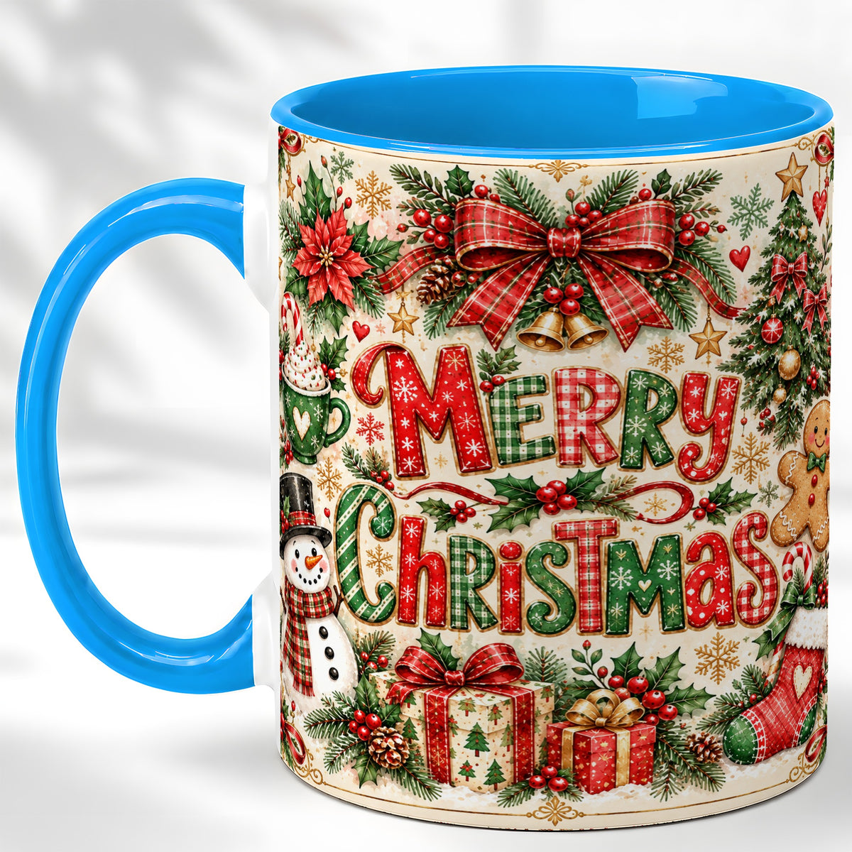 #pl[11oz|Blue] Christmas Collage Coffee Mug, Holiday Mug, Ceramic Cup