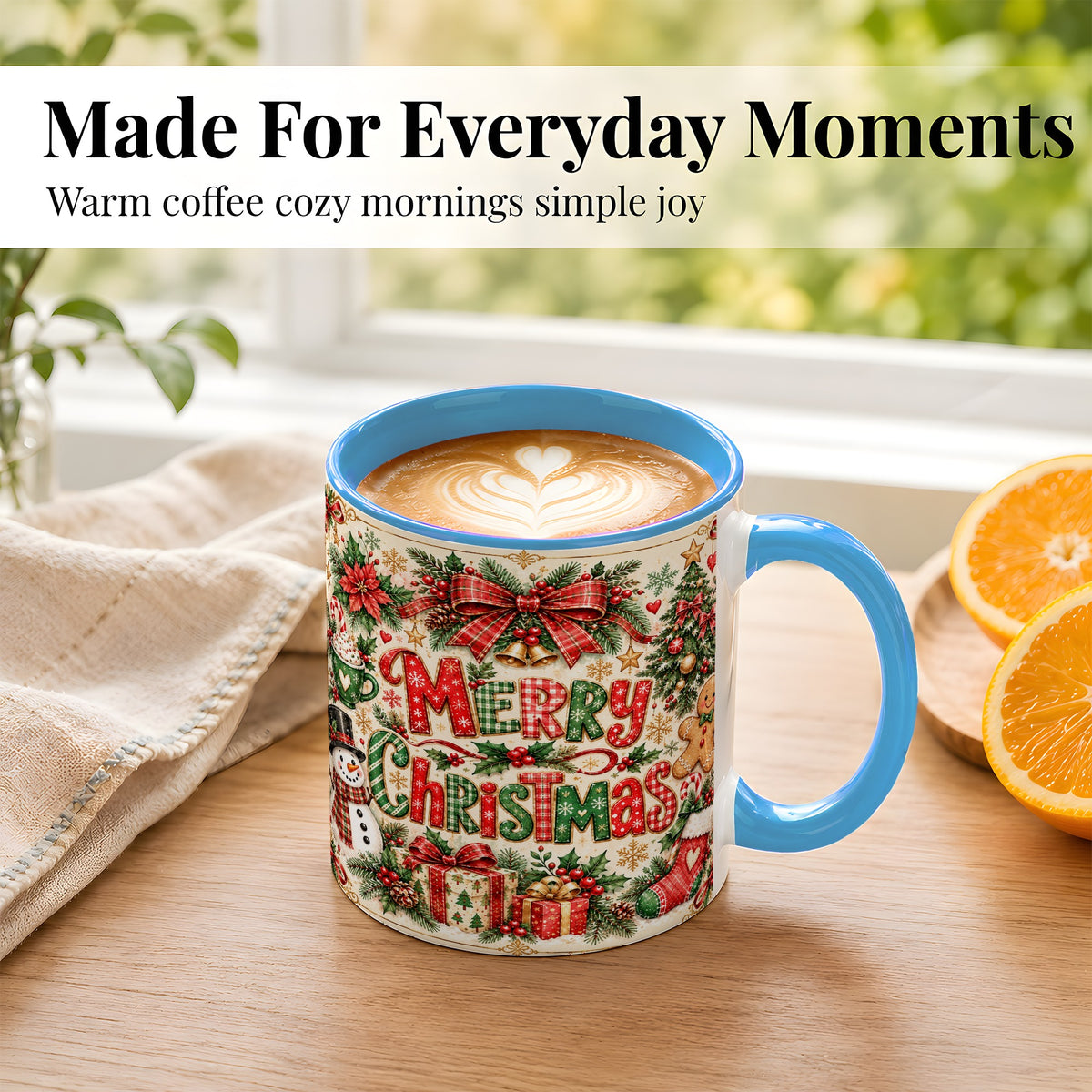 #pl[11oz|Blue] Christmas Collage Coffee Mug, Holiday Mug, Ceramic Cup