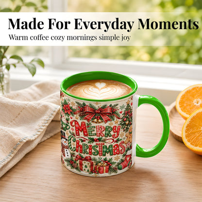 #pl[11oz|Green] Christmas Collage Coffee Mug, Holiday Mug, Ceramic Cup