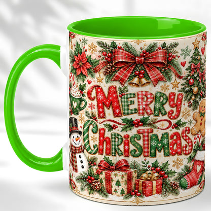 #pl[11oz|Green] Christmas Collage Coffee Mug, Holiday Mug, Ceramic Cup