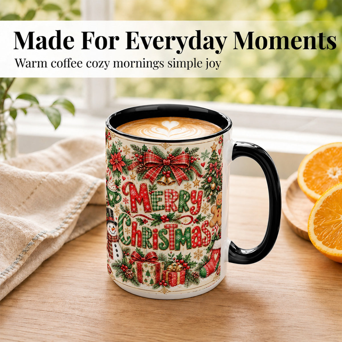 #pl[15oz|Black] Christmas Collage Coffee Mug, Holiday Mug, Ceramic Cup
