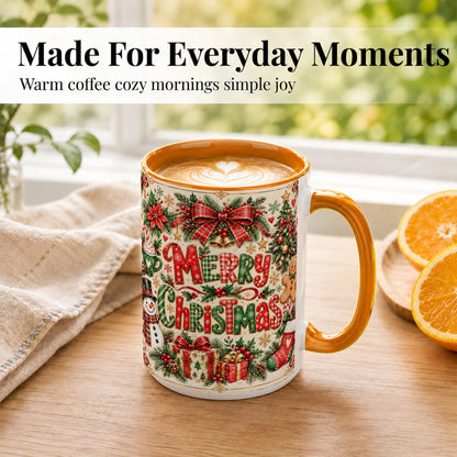 #pl[15oz|Orange] Christmas Collage Coffee Mug, Holiday Mug, Ceramic Cup