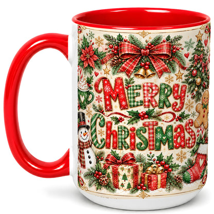 #pl[15oz|Red] Christmas Collage Coffee Mug, Holiday Mug, Ceramic Cup