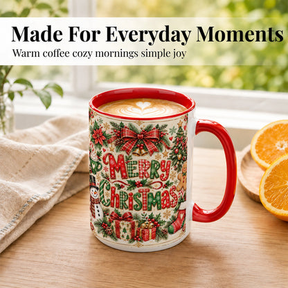 #pl[15oz|Red] Christmas Collage Coffee Mug, Holiday Mug, Ceramic Cup