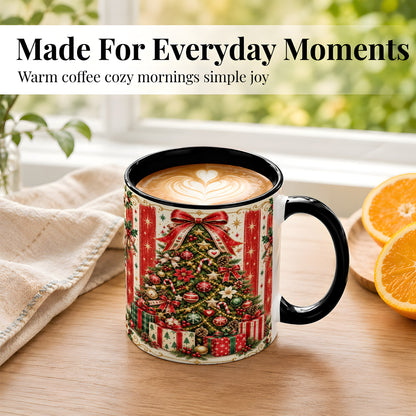 #pl[11oz|Black] Christmas Tree Coffee Mug, Holiday Ornament Mug, Ceramic Cup