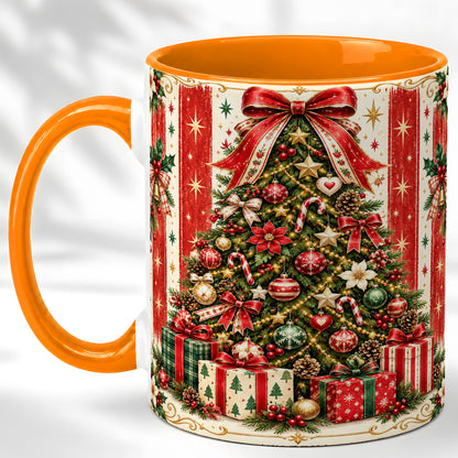 #pl[11oz|Orange] Christmas Tree Coffee Mug, Holiday Ornament Mug, Ceramic Cup