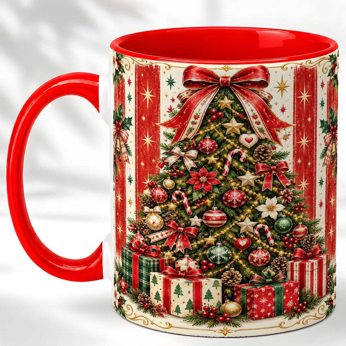 Christmas Tree Coffee Mug, Holiday Ornament Mug, Ceramic Cup