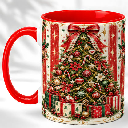 Christmas Tree Coffee Mug, Holiday Ornament Mug, Ceramic Cup