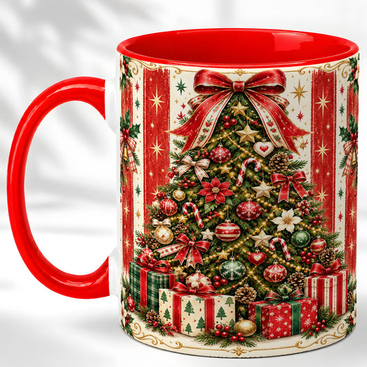 Christmas Tree Coffee Mug, Holiday Ornament Mug, Ceramic Cup