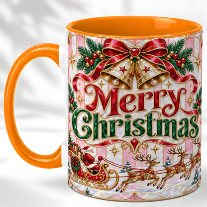 #pl[11oz|Orange] Santa Sleigh Coffee Mug, Christmas Bell Mug, Ceramic Cup