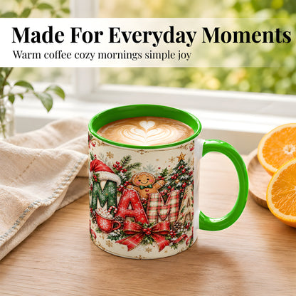 #pl[11oz|Green] Christmas Mom Coffee Mug, Holiday Letter Mug, Ceramic Cup