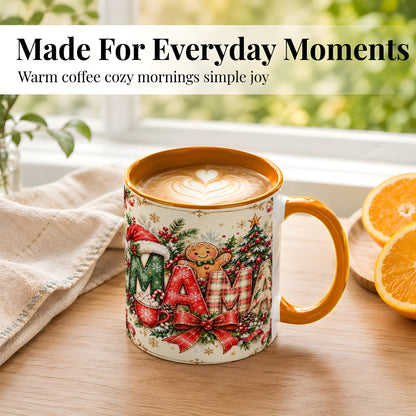 #pl[11oz|Orange] Christmas Mom Coffee Mug, Holiday Letter Mug, Ceramic Cup