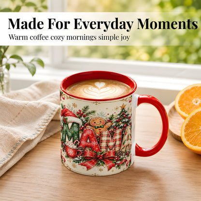 #pl[11oz|Red] Christmas Mom Coffee Mug, Holiday Letter Mug, Ceramic Cup