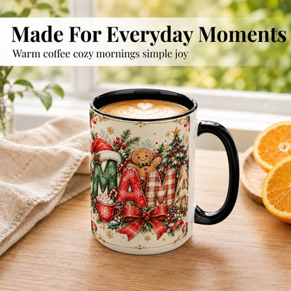 #pl[15oz|Black] Christmas Mom Coffee Mug, Holiday Letter Mug, Ceramic Cup