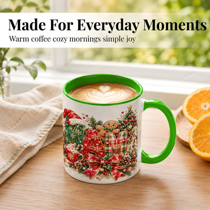 #pl[11oz|Green] Holiday Lettering Coffee Mug, Christmas Decor Mug, Ceramic Cup