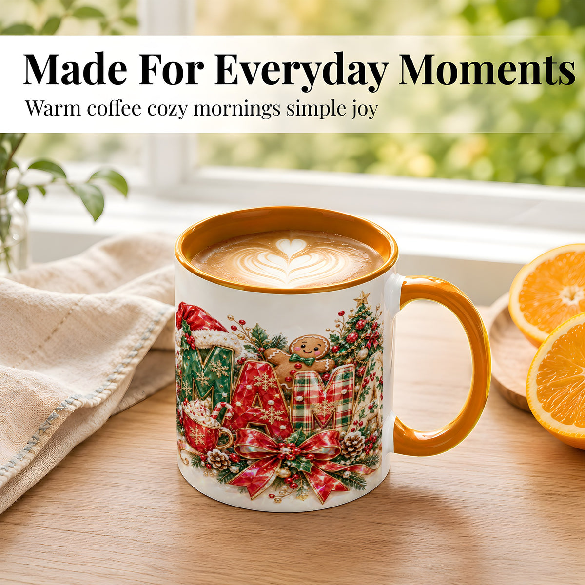 #pl[11oz|Orange] Holiday Lettering Coffee Mug, Christmas Decor Mug, Ceramic Cup