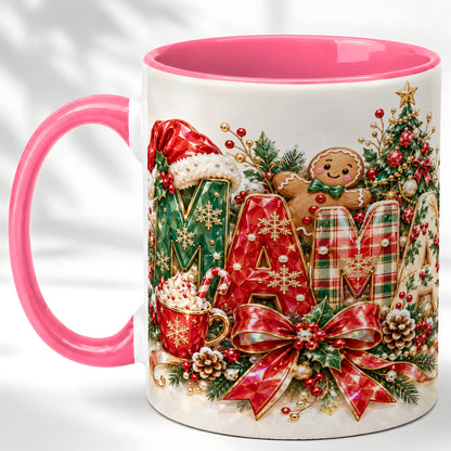 #pl[11oz|Pink] Holiday Lettering Coffee Mug, Christmas Decor Mug, Ceramic Cup