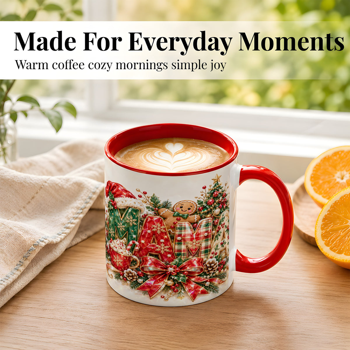 #pl[11oz|Red] Holiday Lettering Coffee Mug, Christmas Decor Mug, Ceramic Cup