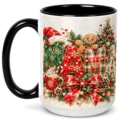 #pl[15oz|Black] Holiday Lettering Coffee Mug, Christmas Decor Mug, Ceramic Cup