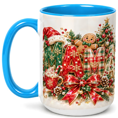 #pl[15oz|Blue] Holiday Lettering Coffee Mug, Christmas Decor Mug, Ceramic Cup