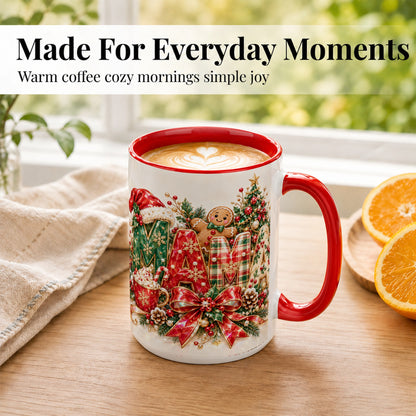 #pl[15oz|Red] Holiday Lettering Coffee Mug, Christmas Decor Mug, Ceramic Cup