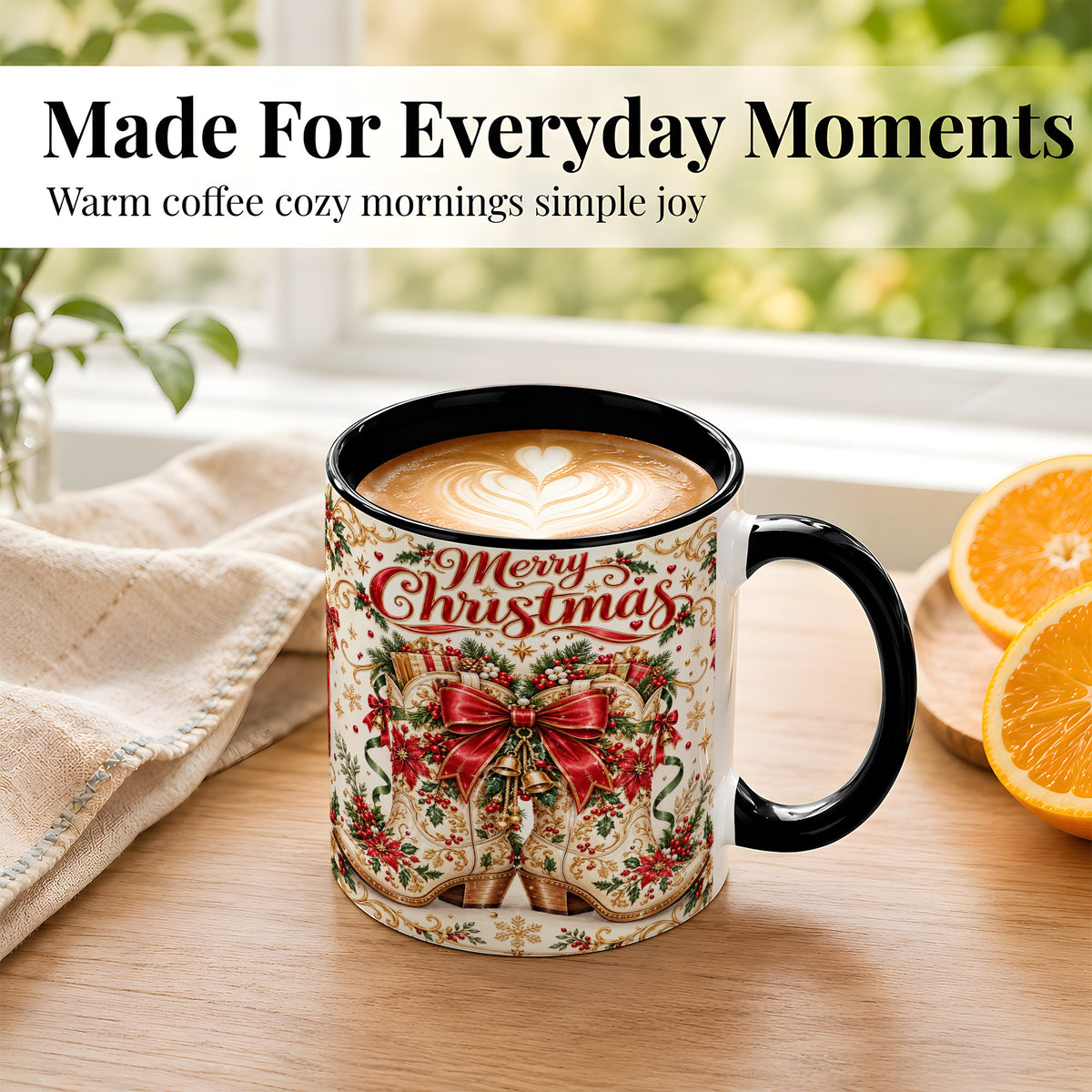 #pl[11oz|Black] Western Holiday Coffee Mug, Cowboy Boots Mug, Ceramic Cup