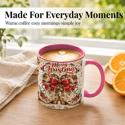 #pl[11oz|Pink] Western Holiday Coffee Mug, Cowboy Boots Mug, Ceramic Cup