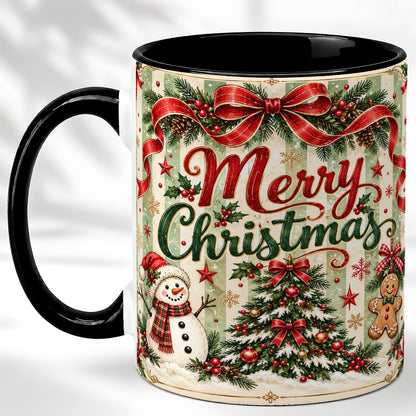 #pl[11oz|Black] Classic Holiday Coffee Mug, Snowman Christmas Mug, Ceramic Cup