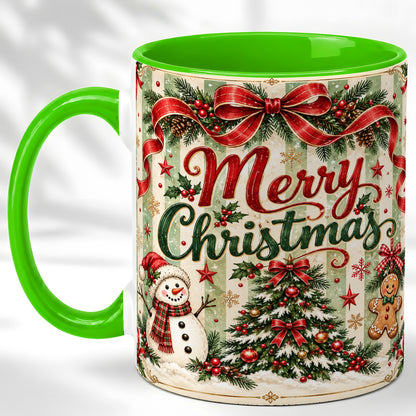 #pl[11oz|Green] Classic Holiday Coffee Mug, Snowman Christmas Mug, Ceramic Cup