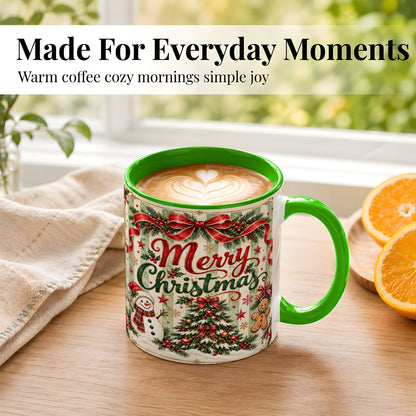 #pl[11oz|Green] Classic Holiday Coffee Mug, Snowman Christmas Mug, Ceramic Cup