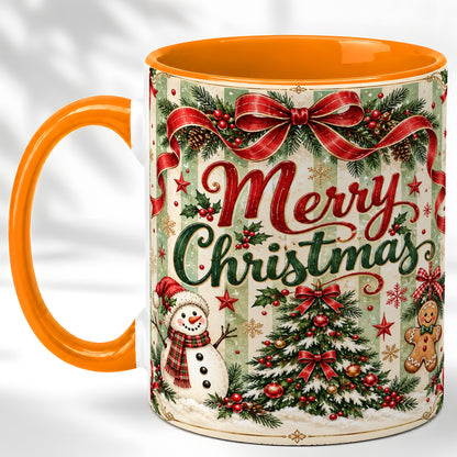 #pl[11oz|Orange] Classic Holiday Coffee Mug, Snowman Christmas Mug, Ceramic Cup