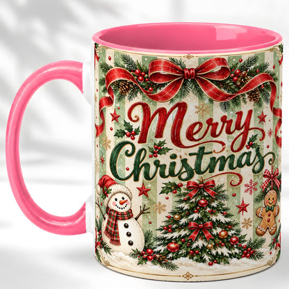 #pl[11oz|Pink] Classic Holiday Coffee Mug, Snowman Christmas Mug, Ceramic Cup