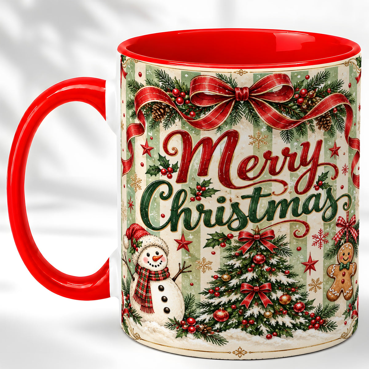 Classic Holiday Coffee Mug, Snowman Christmas Mug, Ceramic Cup