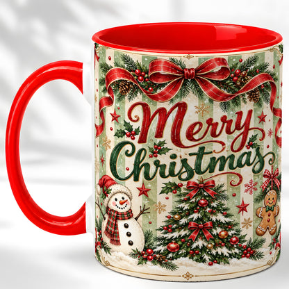 Classic Holiday Coffee Mug, Snowman Christmas Mug, Ceramic Cup