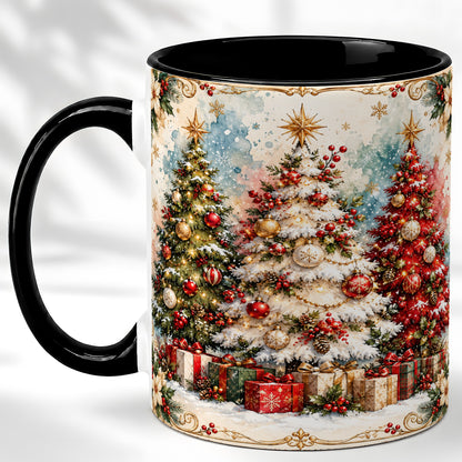 #pl[11oz|Black] Decorated Christmas Tree Coffee Mug, Holiday Mug, Ceramic Cup