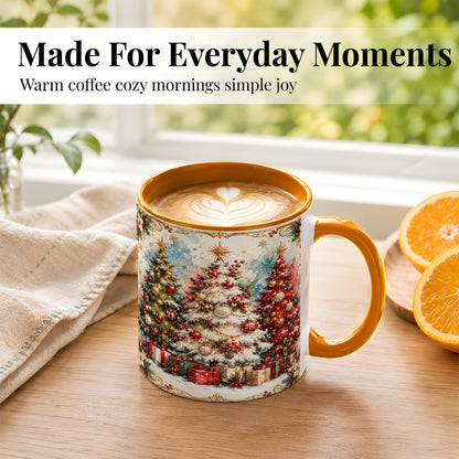 #pl[11oz|Orange] Decorated Christmas Tree Coffee Mug, Holiday Mug, Ceramic Cup