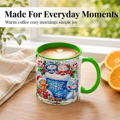 #pl[11oz|Green] Snowman Stocking Coffee Mug, Christmas Mug, Ceramic Cup