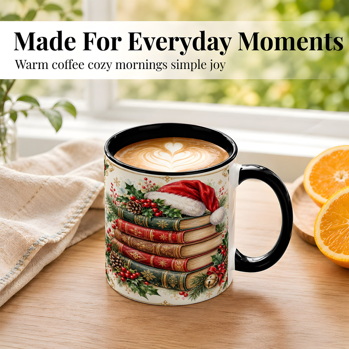 #pl[11oz|Black] Christmas Books Coffee Mug, Holiday Reading Mug, Ceramic Cup