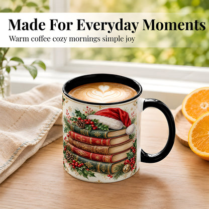 #pl[11oz|Black] Christmas Books Coffee Mug, Holiday Reading Mug, Ceramic Cup