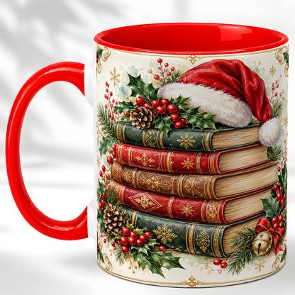 Christmas Books Coffee Mug, Holiday Reading Mug, Ceramic Cup