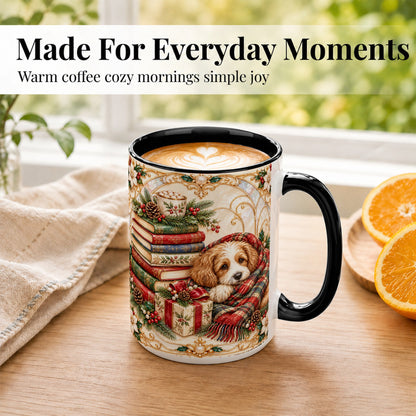 #pl[15oz|Black] Christmas Dog Books Coffee Mug, Cozy Reader Mug, Ceramic Cup