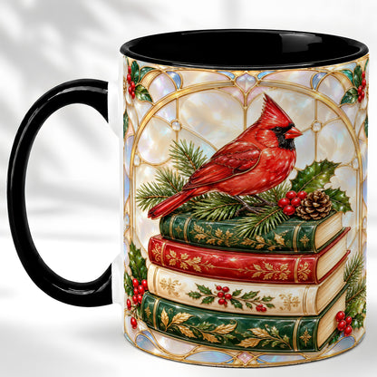 #pl[11oz|Black] Christmas Cardinal Coffee Mug, Winter Holly Bird Mug, Ceramic Cup